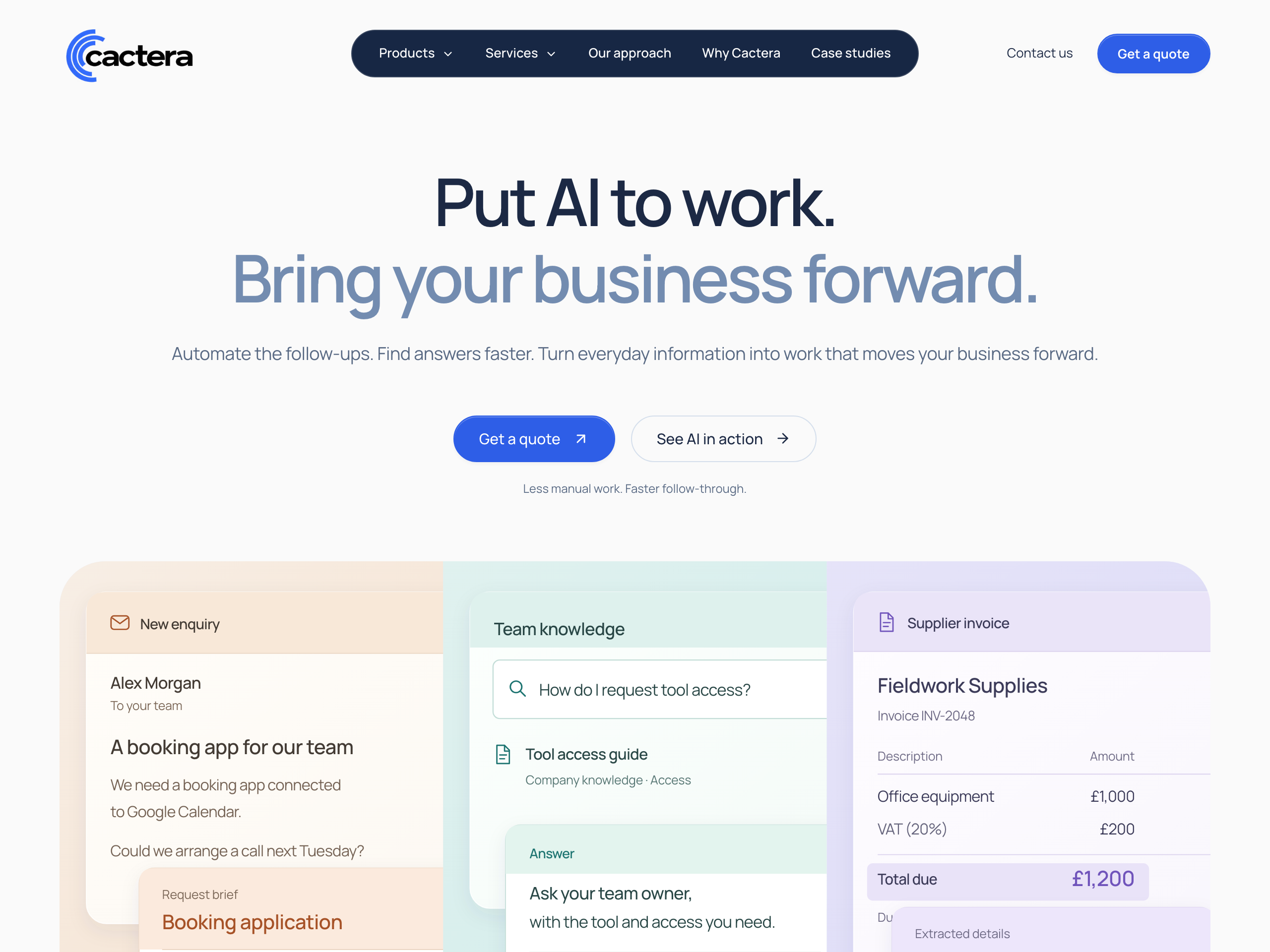 Preview of the Cactera automation website