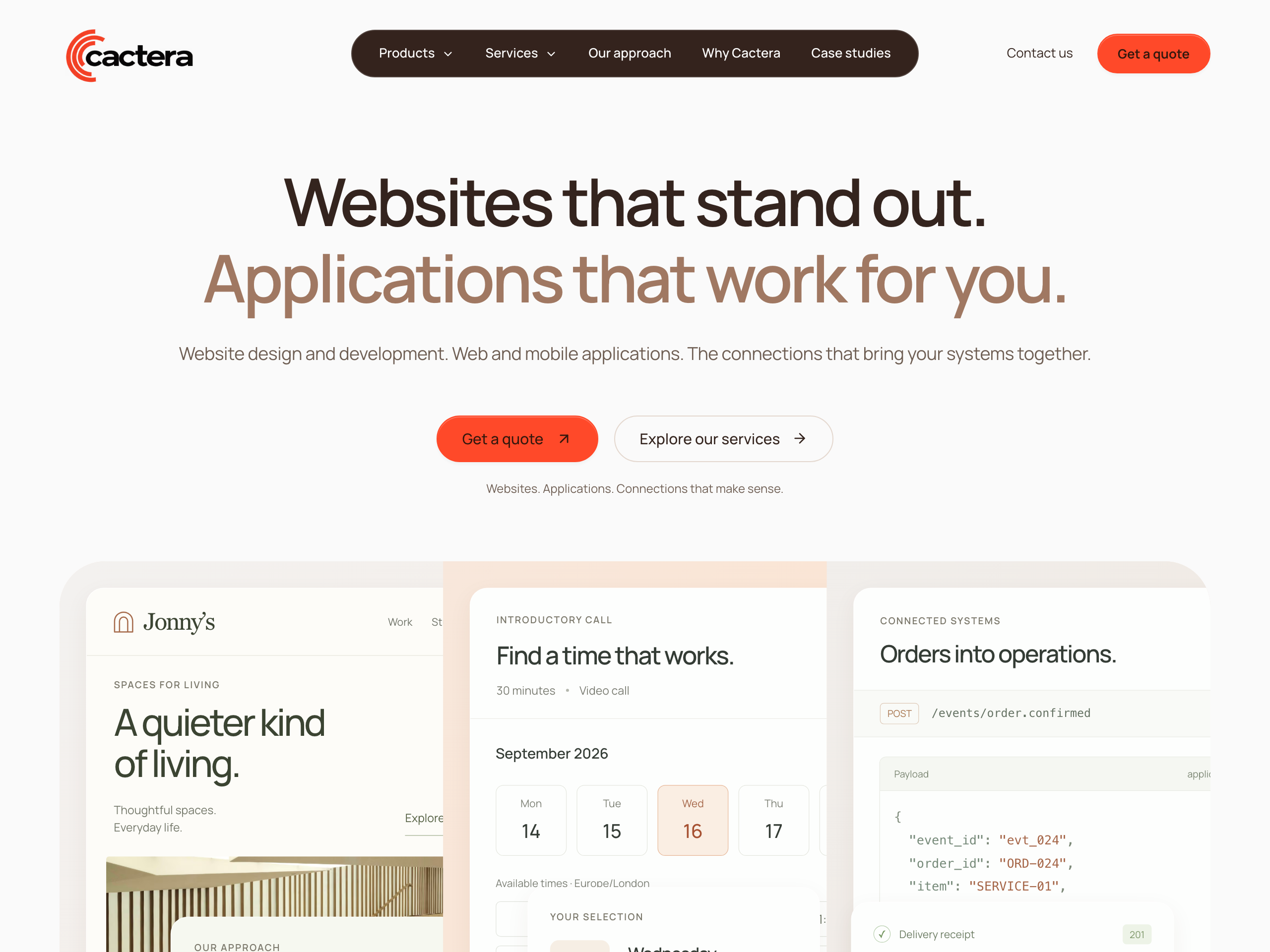 Preview of the Cactera development website